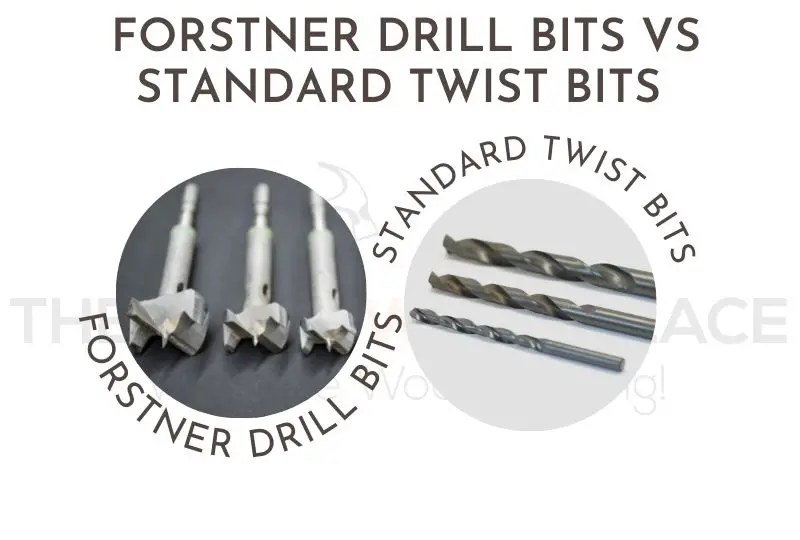 IMAGE OF A FORSTNER DRILL BIT VS STANDARD TWIST BITS